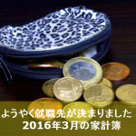 2016年3月のんちゃん家の家計簿まとめ